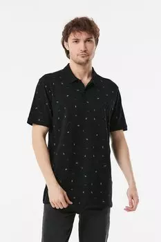 Футболка с воротником-поло с принтом Fullamoda, черный