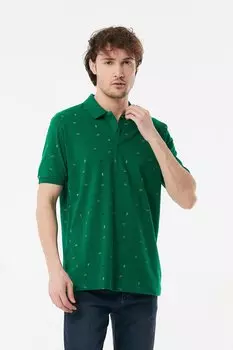 Футболка с воротником-поло с принтом Fullamoda, зеленый