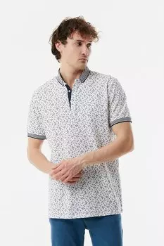 Футболка с воротником-поло с принтом Fullamoda, темно-синий