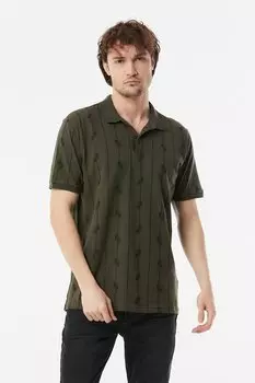 Футболка с воротником-поло с принтом Fullamoda, хаки