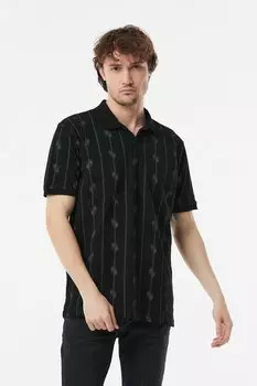 Футболка с воротником-поло с принтом Fullamoda, черный