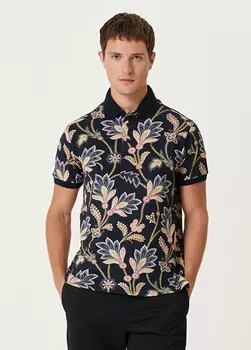 Футболка с воротником-поло с рисунком Etro, синий