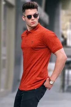 Футболка с воротником-поло с рисунком плитки 5889 MADMEXT