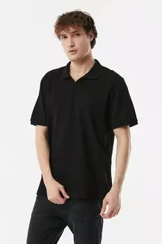 Футболка с воротником-поло вафельного цвета Fullamoda, черный