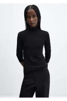 Футболка с воротником-водолазкой Mango, черный