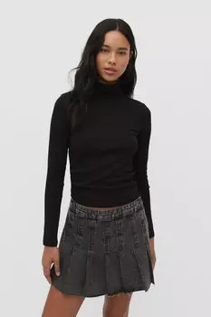 Футболка с воротником-водолазкой Stradivarius, черный