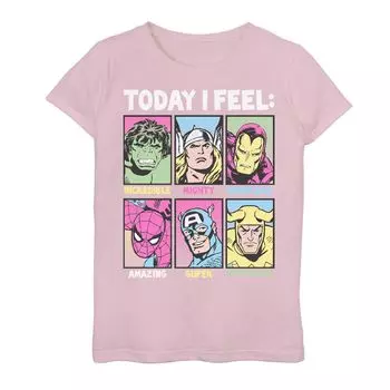 Футболка с вставками «Marvel Avengers Today I Feel Emotion» для девочек 7–16 лет Marvel