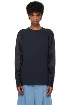 Футболка с вставками в синюю клетку Dries Van Noten