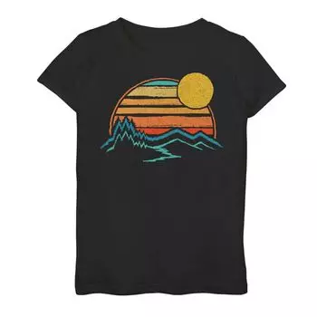 Футболка с выцветанием цветов для девочек 7–16 лет на открытом воздухе «Закат и горы» Licensed Character