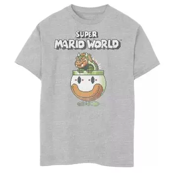 Футболка с выцветшей надписью Nintendo Super Mario World Bowser Is King для мальчиков 8–20 лет Licensed Character