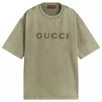 Футболка с выцветшим логотипом Gucci, зеленый