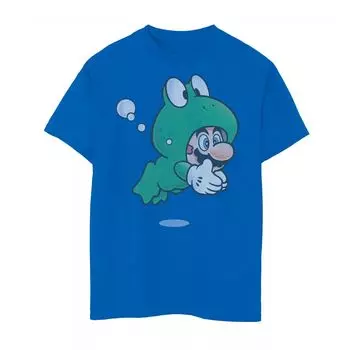 Футболка с выцветшим портретом Super Mario Frog для мальчиков 8–20 лет Licensed Character