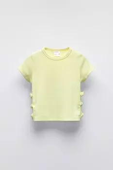 Футболка с вырезами и бантами ZARA, желтый
