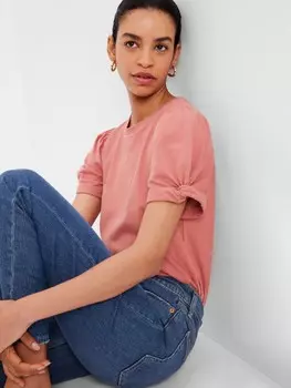 Футболка с вырезами на рукавах Gap, розовый