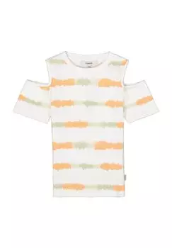 Футболка с вырезами, полосками тай-дай, детская GARCIA, кремовый