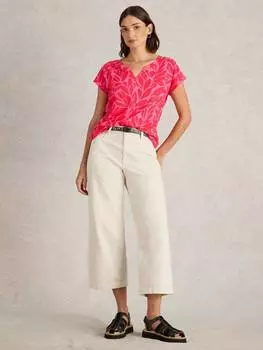 Футболка с вырезанным вырезом nelly leaves White Stuff, розовый