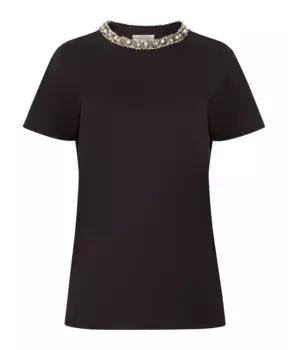 Футболка с вырезом из бисера Nina Ricci, черный