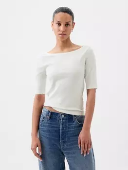 Футболка с вырезом «лодочка» Gap, белый