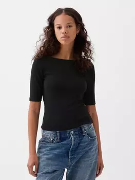 Футболка с вырезом «лодочка» Gap, черный