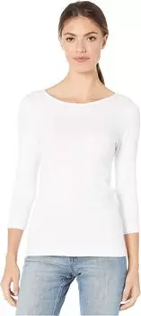 Футболка с вырезом «лодочка» и рукавом 3/4 в рубчик 1X1 Lilla P, белый