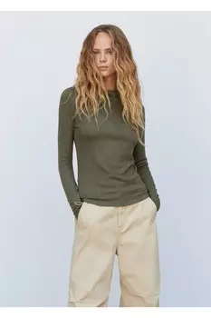 Футболка с вырезом «лодочка» Mango, хаки