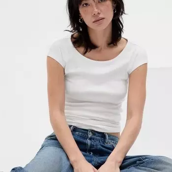 Футболка с вырезом-лодочкой Gap, белый