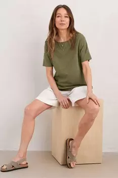 Футболка с вырезом лодочкой из органического хлопка Bryher view Seasalt Cornwall, зеленый