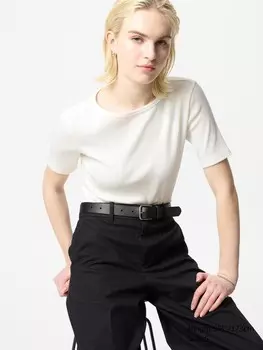 Футболка с вырезом лодочкой Uniqlo, цвет 01 белый