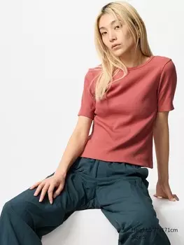 Футболка с вырезом лодочкой Uniqlo, цвет 13 красный