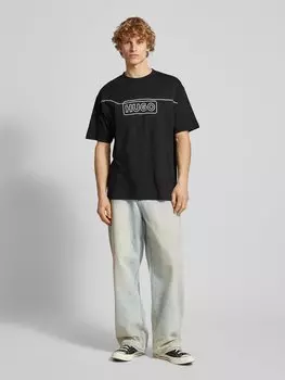 Футболка с вышитой этикеткой, модель «Noideryo» Hugo Blue, антрацит