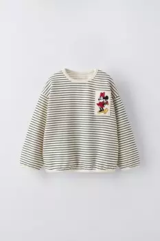 Футболка с вышитой минни маус disney ZARA, черный