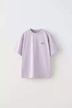 Футболка с вышитой нашивкой ZARA, лиловый