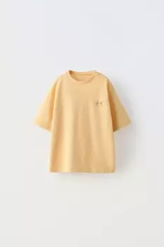 Футболка с вышитой рыбкой ZARA, цвет peach