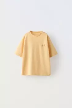Футболка с вышитой рыбкой ZARA, цвет peach