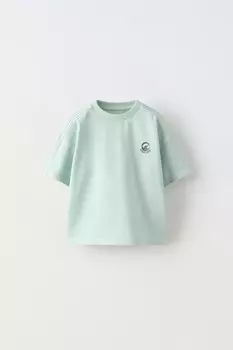 Футболка с вышитой ZARA, светло-зеленый