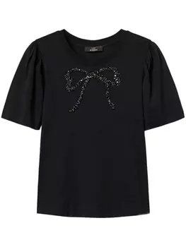 Футболка с вышитым бантом TWINSET, черный