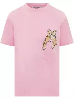 Футболка с вышитым котом MSGM, розовый