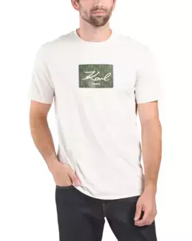 Футболка с вышитым квадратным логотипом Karl Lagerfeld Paris, бежевый