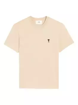 Футболка с вышитым логотипом AMI Paris, нейтральный