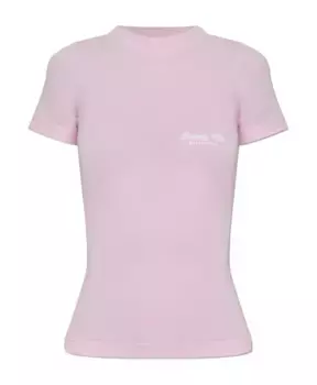 Футболка с вышитым логотипом Balenciaga, розовый