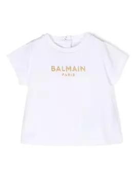Футболка с вышитым логотипом Balmain Kids, белый