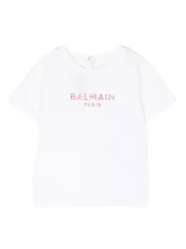 Футболка с вышитым логотипом Balmain Kids, белый