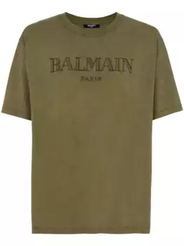 Футболка с вышитым логотипом BALMAIN, зеленый