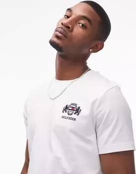 Футболка с вышитым логотипом белого цвета Tommy Hilfiger