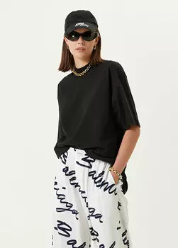 Футболка с вышитым логотипом black stone Balenciaga