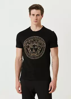 Футболка с вышитым логотипом black stone Versace