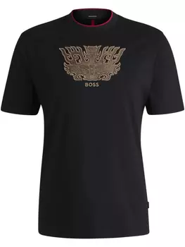 Футболка с вышитым логотипом BOSS, черный