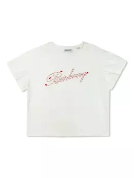 Футболка с вышитым логотипом Burberry Kids, белый
