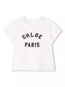Футболка с вышитым логотипом Chlo Kids, белый