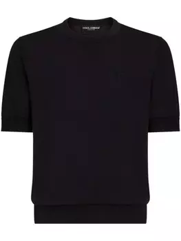 Футболка с вышитым логотипом Dolce & Gabbana, синий